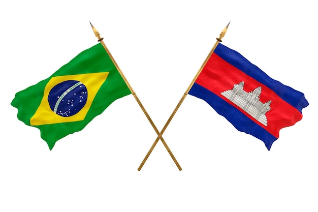 Background for designers National Day 3D model National flags of People's Republic of Brazil and Cambodia