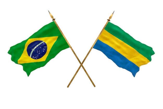 Photo background for designers national day 3d model national flags of people's republic of brazil and gabon