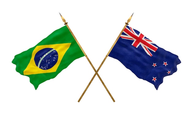 Background for designers National Day 3D model National flags of People's Republic of Brazil and New Zealand