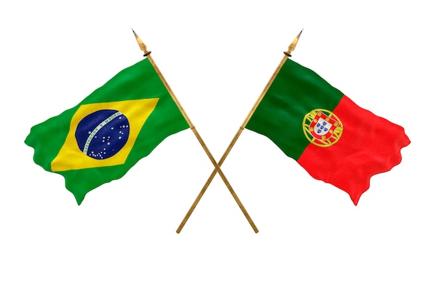 Background for designers National Day 3D model National flags of People's Republic of Brazil and Portugal