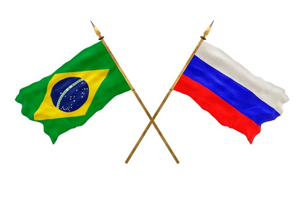 デザイナーのための背景 建国記念日の 3D モデル ブラジルとロシアの人民共和国の国旗