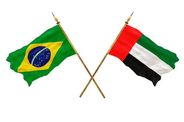 Background for designers National Day 3D model National flags of People's Republic of Brazil and United Arab Emirates