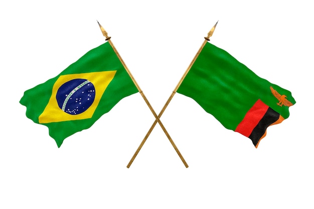 Background for designers National Day 3D model National flags of People's Republic of Brazil and Zambia