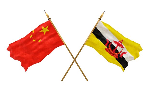 Background for designers National Day 3D model National flags of People's Republic of China and Brunei