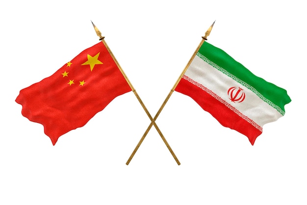 デザイナーのための背景 国慶節の 3D モデル 中華人民共和国とイランの国旗