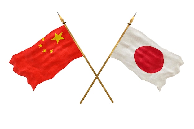 デザイナーの背景 国慶節の 3D モデル 中華人民共和国と日本の国旗