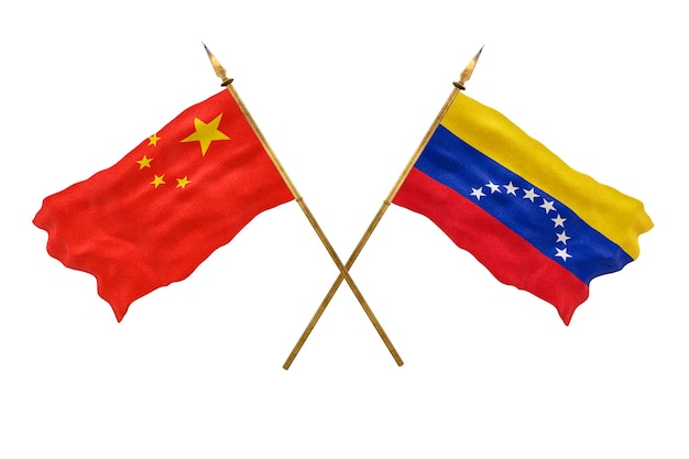 Background for designers National Day 3D model National flags of People's Republic of China and Venezuela