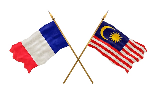 Background for designers National Day 3D model National flags of People's Republic of France and Malaysia