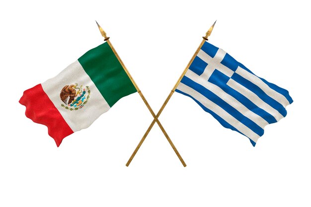 デザイナーのナショナルデーの背景 3D モデル メキシコとギリシャの人民共和国の国旗