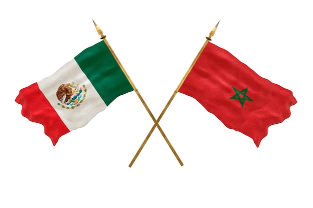 Background for designers National Day 3D model National flags of People's Republic of Mexico and Morocco