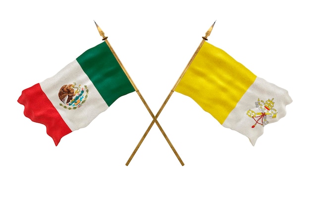 デザイナーのナショナルデーの背景 3D モデル メキシコ人民共和国とバチカン市国の国旗