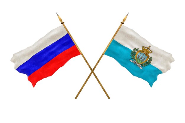 デザイナーのナショナルデーの背景 3D モデル ロシアとサンマリノの国旗
