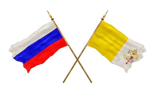 デザイナーのナショナルデーの背景 3D モデル ロシアとバチカン市国の国旗