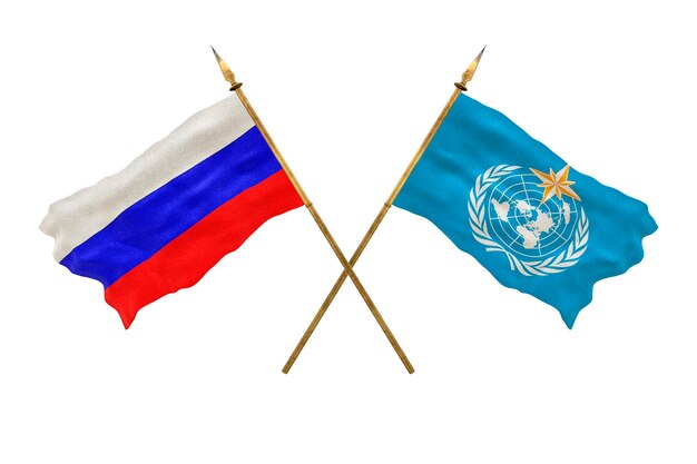 デザイナーのための背景 建国記念日の 3D モデル ロシアと世界気象機関の国旗