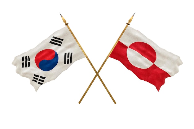 デザイナーのナショナルデーの背景 3D モデル 国旗 韓国とグリーンランド