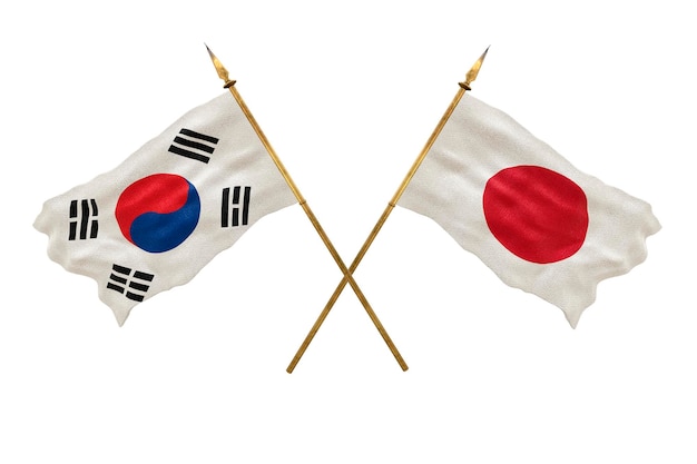 デザイナーの背景ナショナルデー3Dモデル国旗韓国と日本