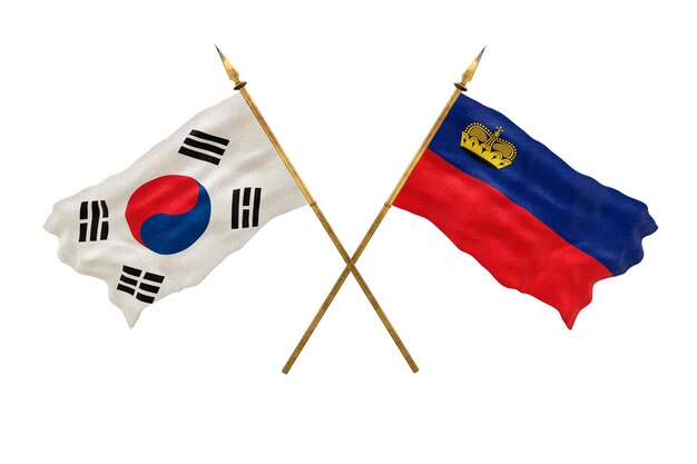 Background for designers National Day 3D model National flags South Korea and Liechtenstein