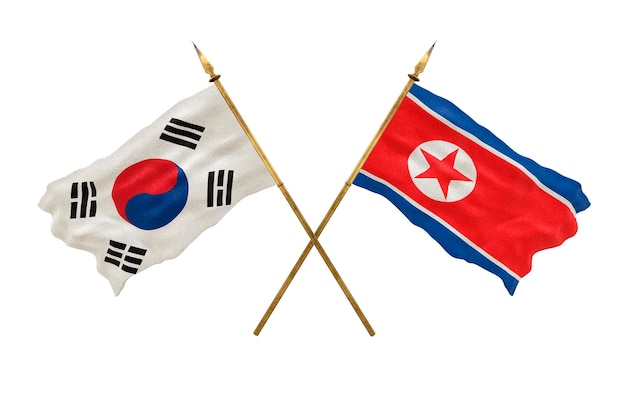 デザイナーの背景ナショナルデー3Dモデル国旗韓国と北朝鮮