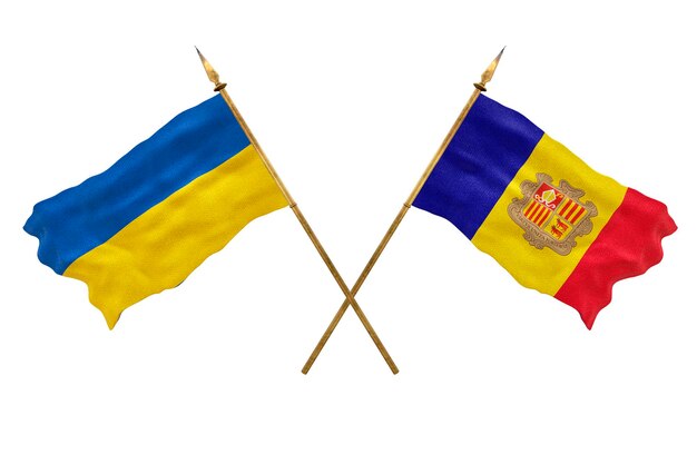 Background for designers National Day National flags of Ukraine and Andora