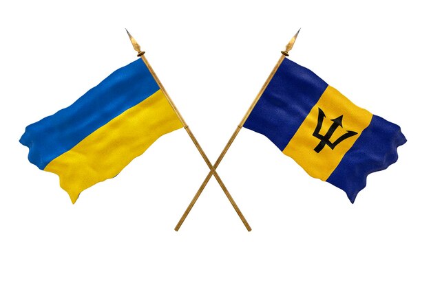 Background for designers National Day National flags of Ukraine and Barbados