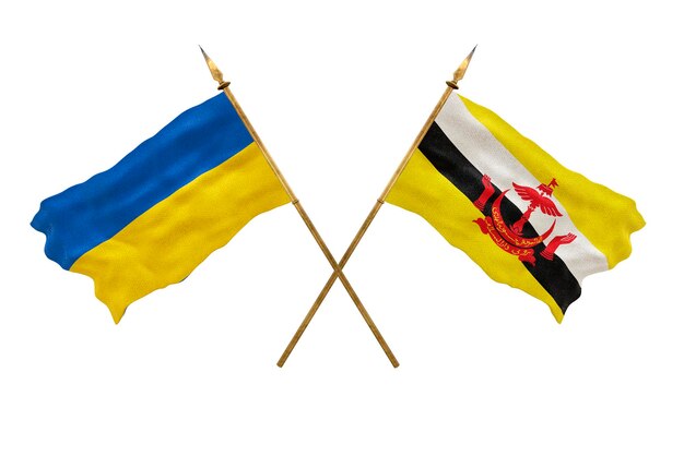 Background for designers National Day National flags of Ukraine and Brunei