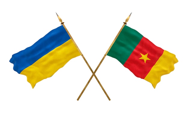 Background for designers National Day National flags of Ukraine and Cameroon