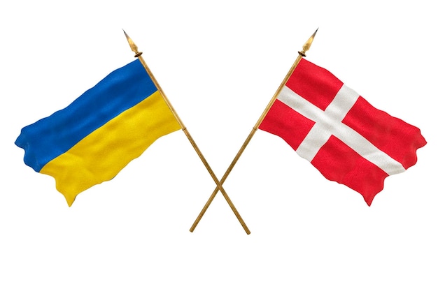 Background for designers National Day National flags of Ukraine and Denmark