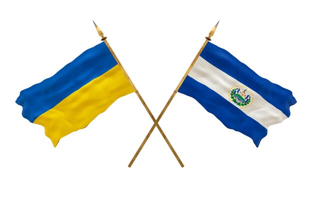 Background for designers National Day National flags of Ukraine and El Salvador