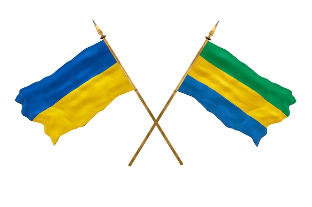 Background for designers National Day National flags of Ukraine and Gabon