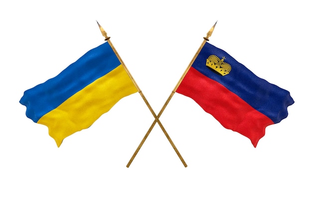 Background for designers National Day National flags of Ukraine and Liechtenstein