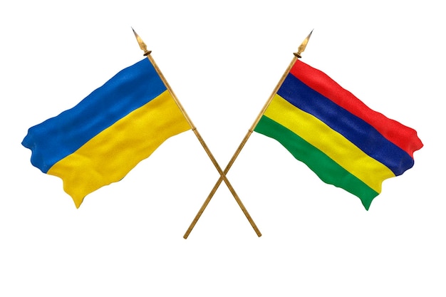 Background for designers National Day National flags of Ukraine and Mauritius