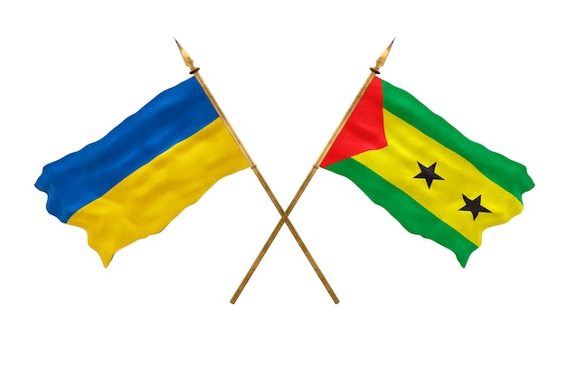 Background for designers National Day National flags of Ukraine and Sao tome and principe