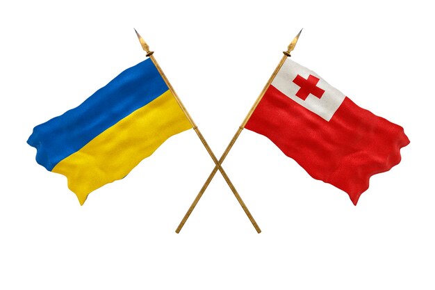 Background for designers National Day National flags of Ukraine and Tonga