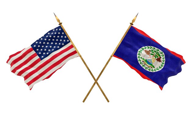 Background for designers National Day National flags of United States of America USA and Belize