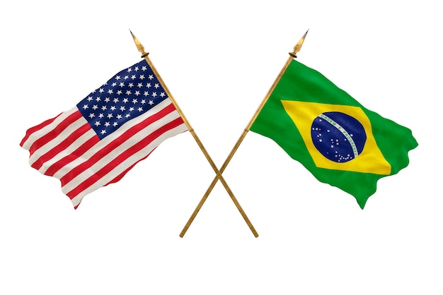Background for designers National Day National flags of United States of America USA and Brazil