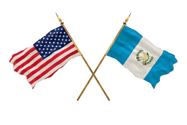 Foto sfondo per i progettisti giornata nazionale bandiere nazionali degli stati uniti d'america usa e guatemala