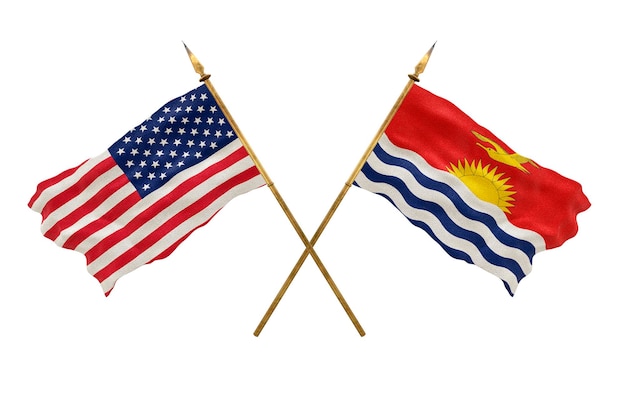 디자이너의 배경 National Day National Flags of United States of America USA and Kiribati