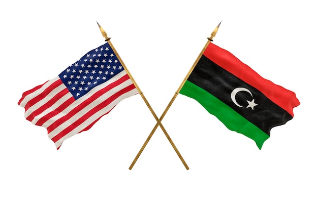 デザイナーのナショナルデーの背景アメリカ合衆国とリビアの国旗