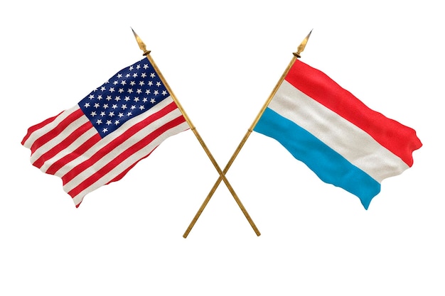 デザイナーのナショナルデーの背景アメリカ合衆国とルクセンブルグの国旗