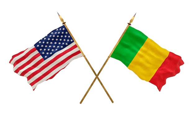 デザイナーのナショナルデーの背景アメリカ合衆国とマリの国旗