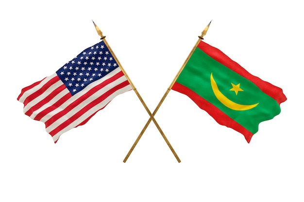 Background for designers National Day National flags of United States of America USA and Mauritania