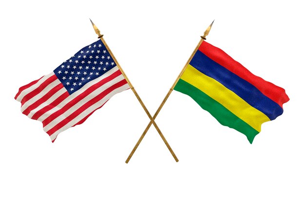 Background for designers National Day National flags of United States of America USA and Mauritius