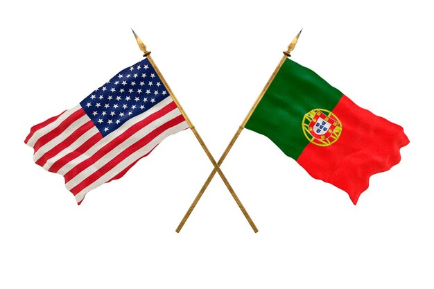 デザイナーのナショナルデーの背景アメリカ合衆国とポルトガルの国旗