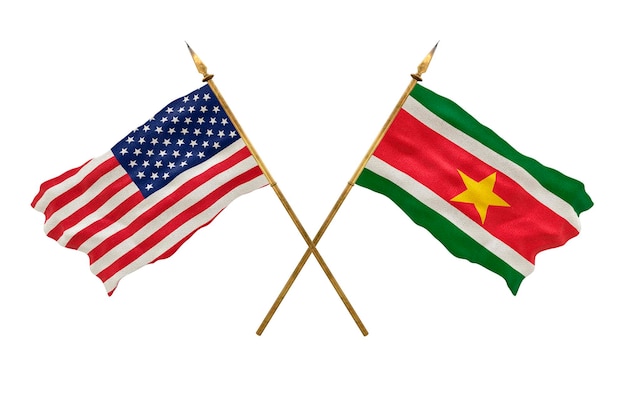 デザイナーのナショナルデーの背景 アメリカ合衆国アメリカ合衆国とスリナムの国旗