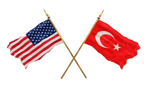 デザイナーのナショナルデーの背景アメリカ合衆国とトルコの国旗