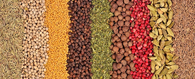 Background of different dry spices