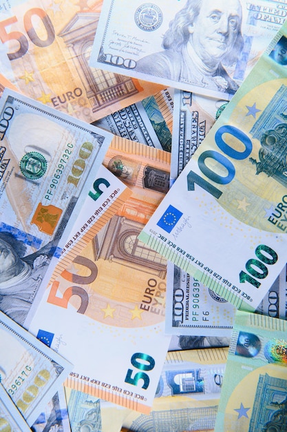 Background of the different euro banknotes