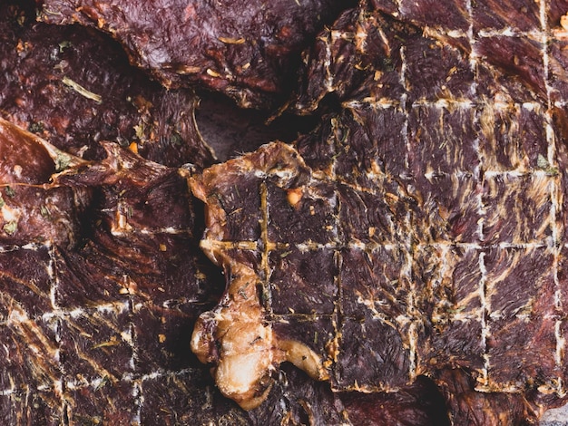 Фон сушеных или обезвоженных ломтиков мяса