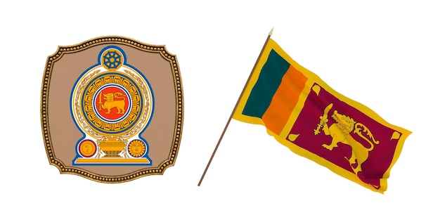 編集者とデザイナーの背景国民の祝日3Dイラスト旗とスリランカの紋章