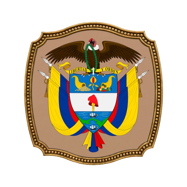 Background for editors and designers National holiday 3D illustration Icon coat of arms of Colombia